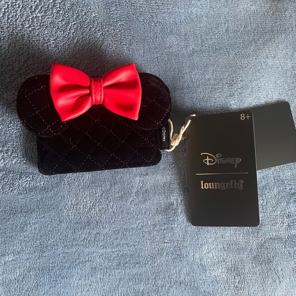 Loungefly Handbags - Loungefly Disney Minnie Mouse Quilted Velvet Ears Cardholder